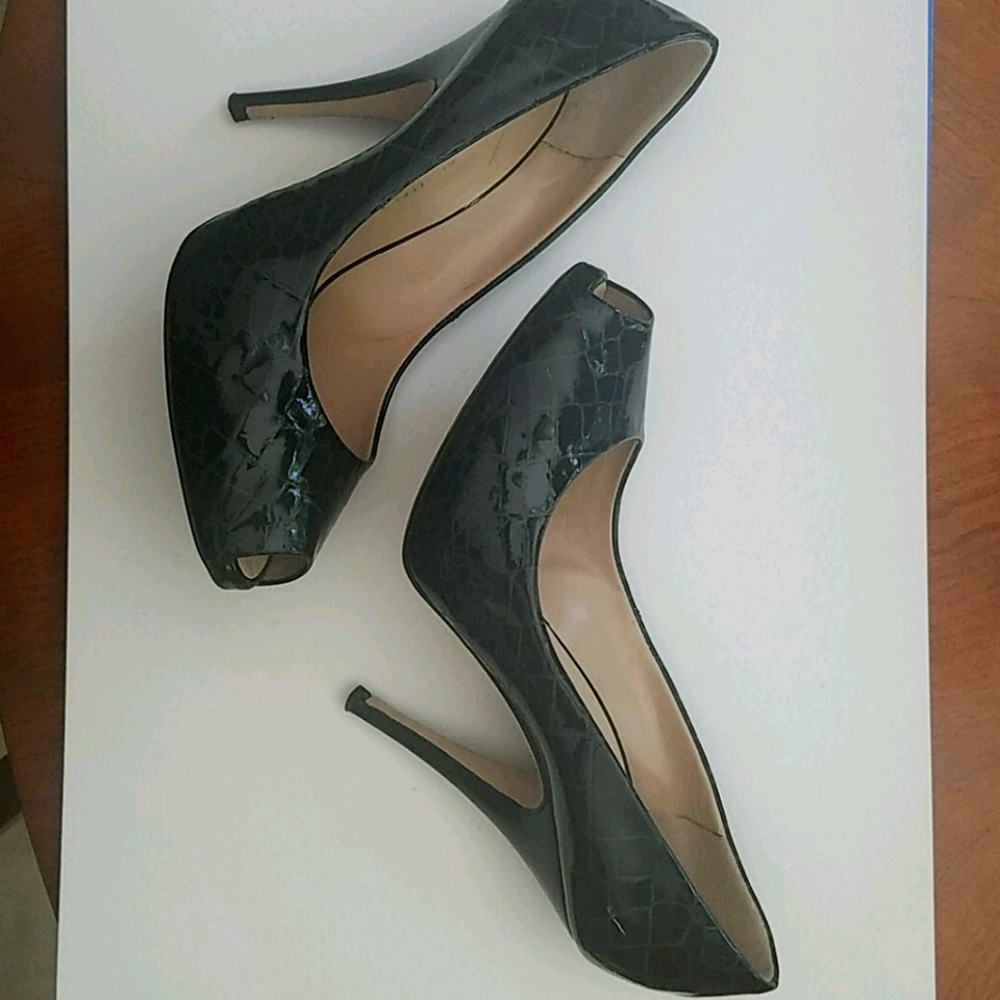 Giuseppe Zanotti Croc patent peep toe pumps black 8